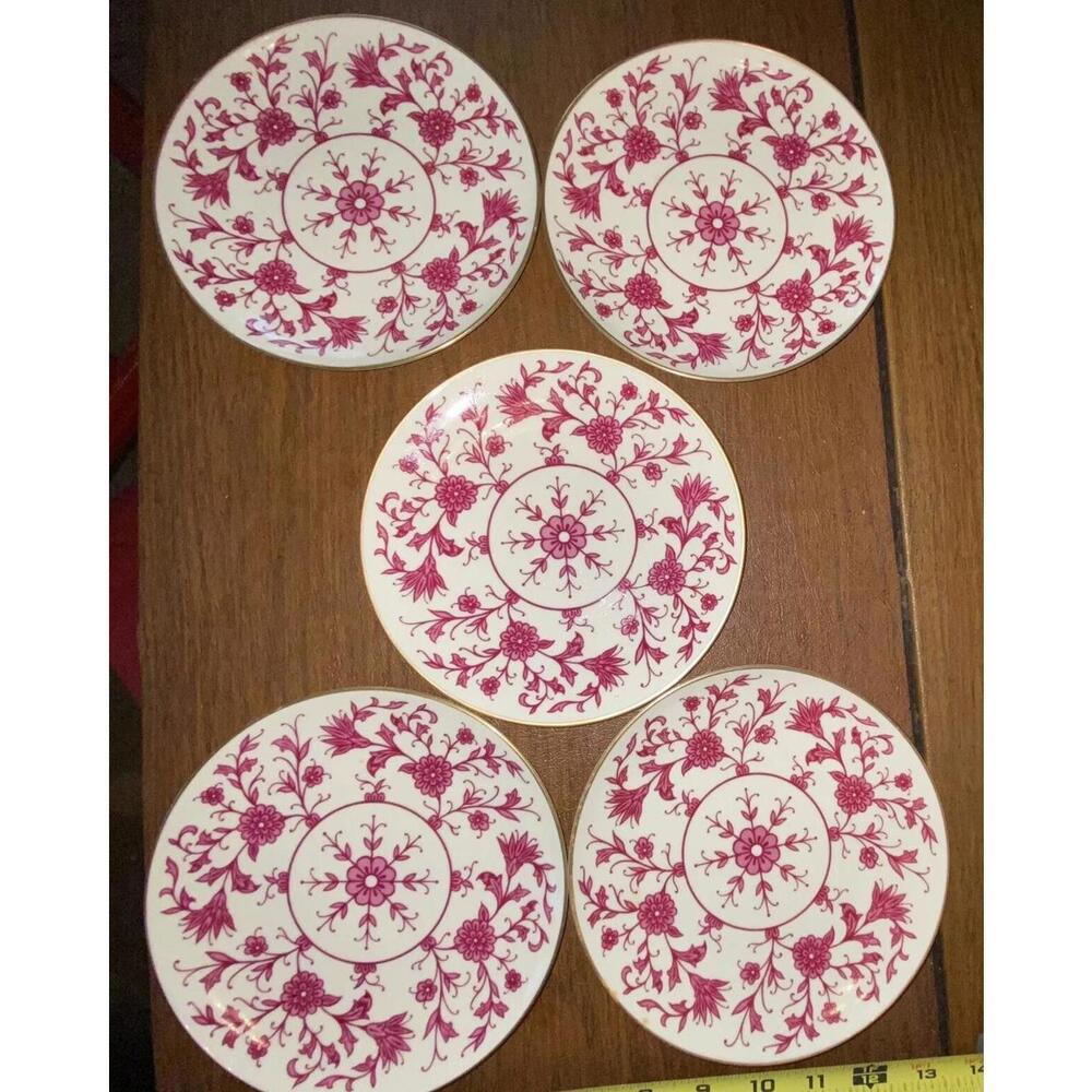 (5) Franciscan Lorraine Maroon Salad Plates